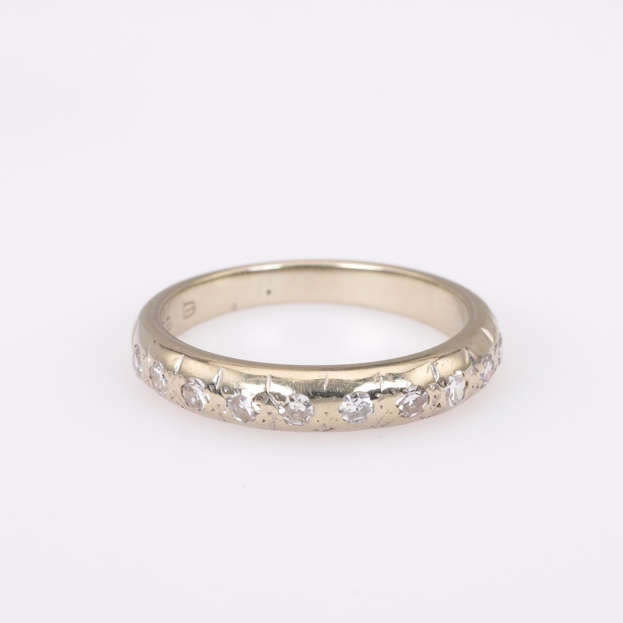 Art Deco Diamond Starburst Half Eternity Wedding Band