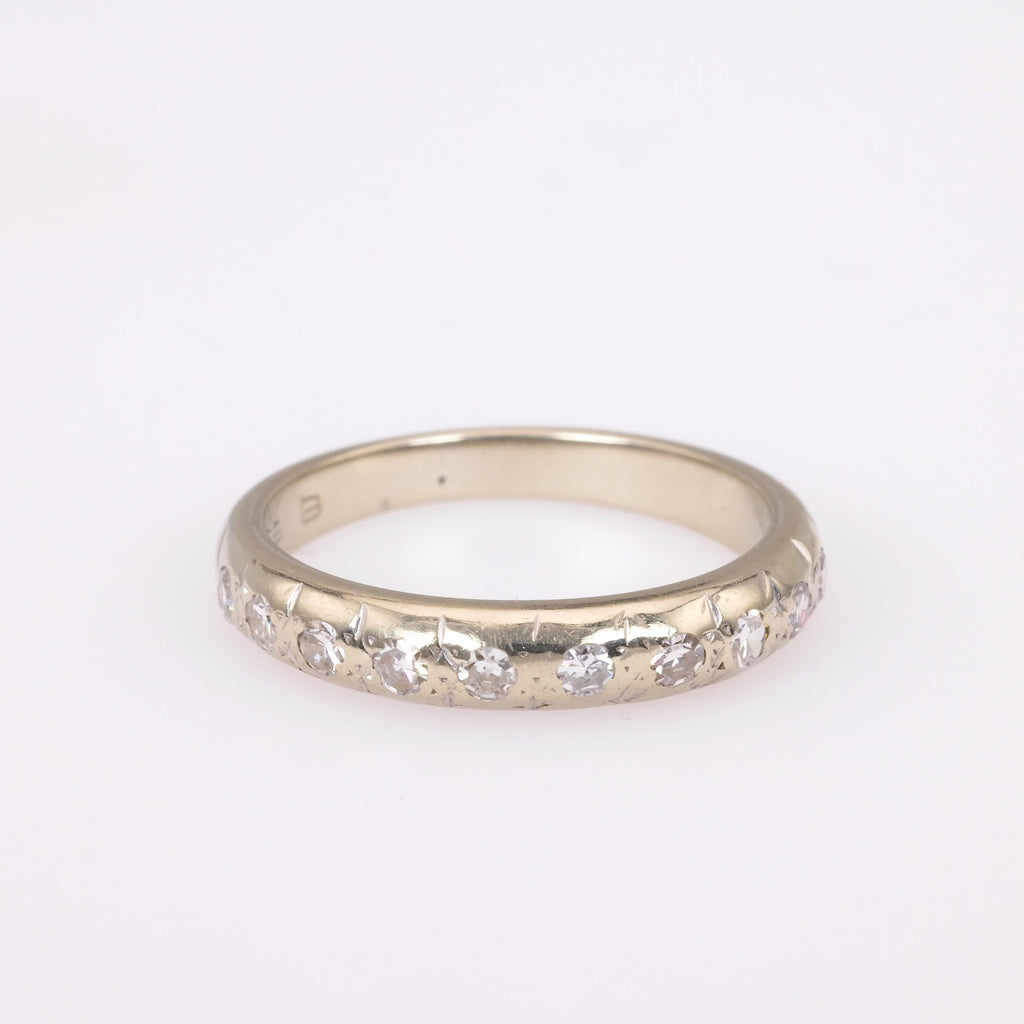 Art Deco Diamond Starburst Half Eternity Wedding Band