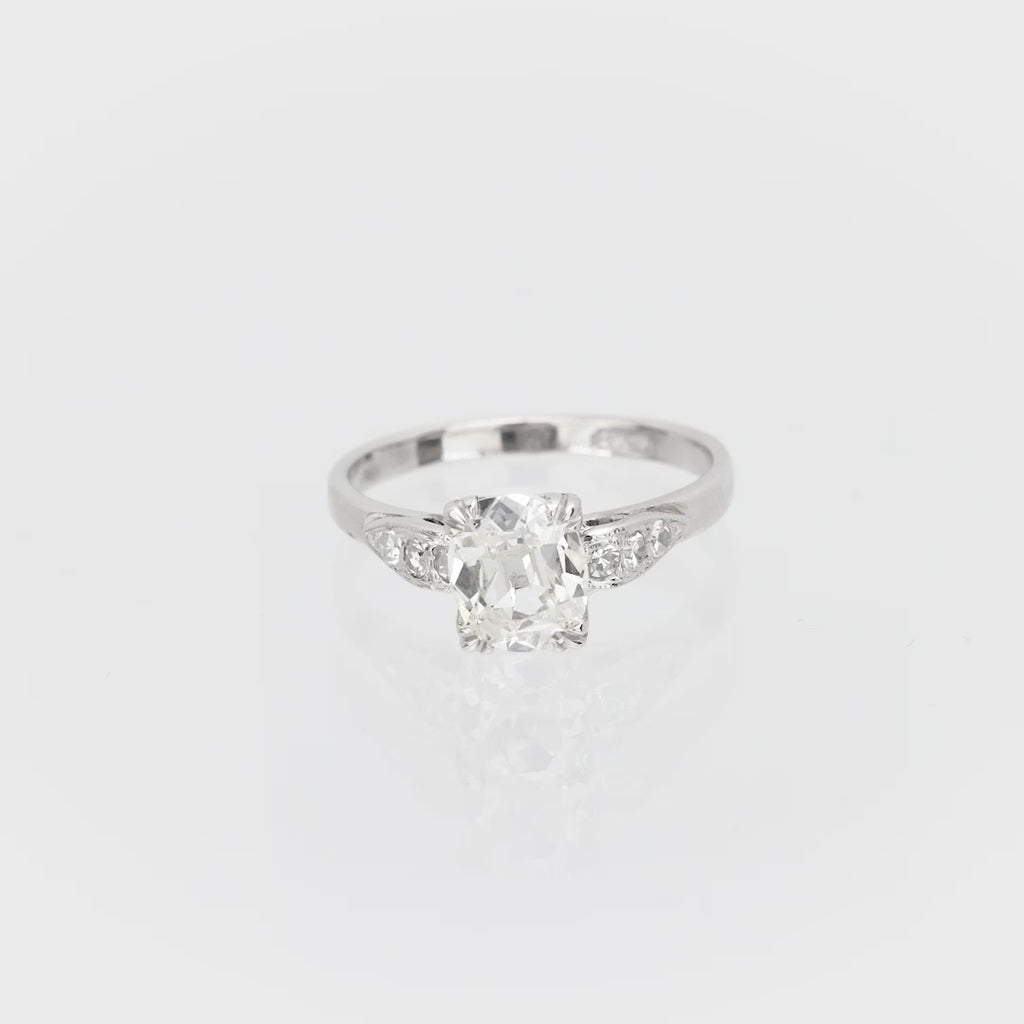 Art Deco GIA 1.14 carat old mine cut diamond platinum engagement ring