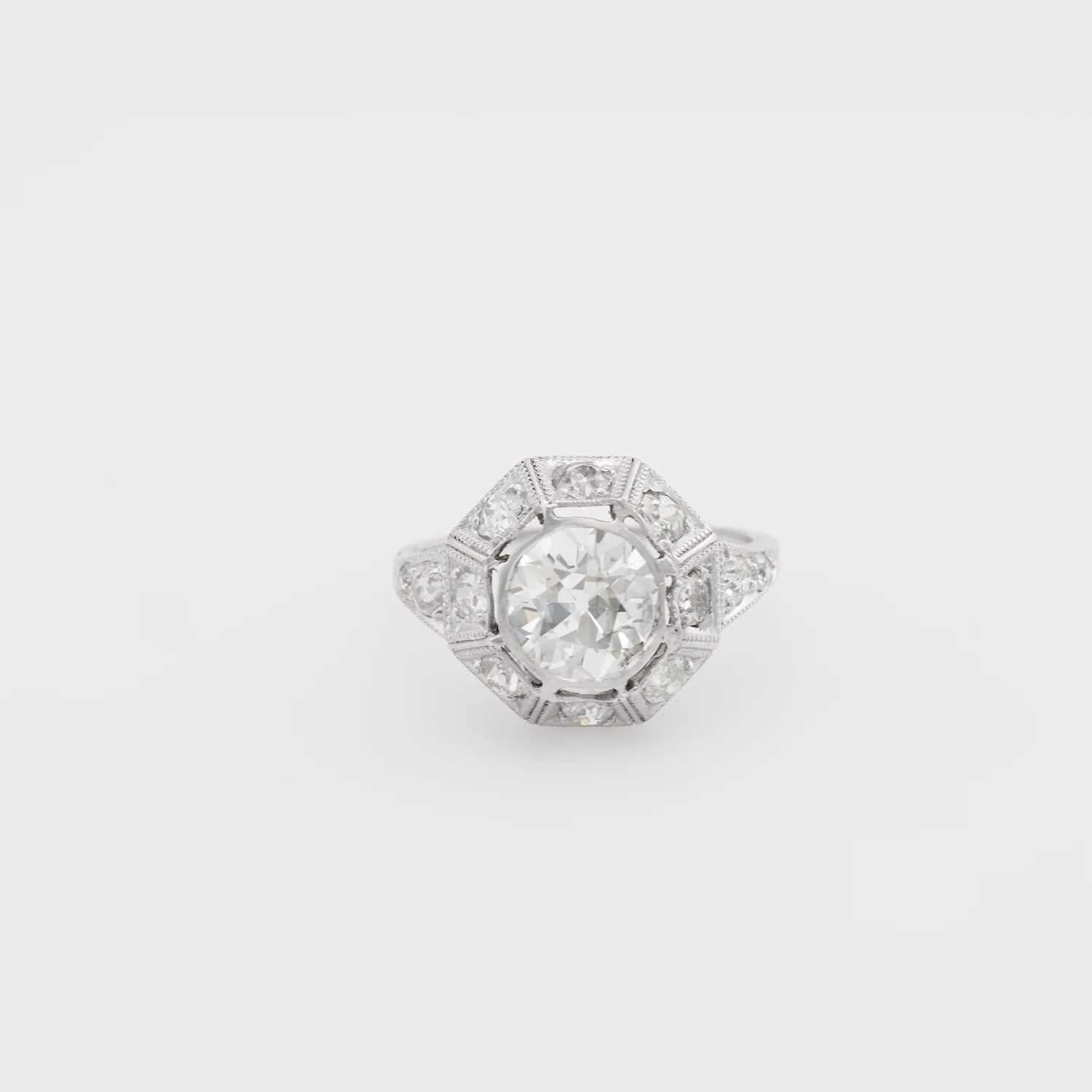 Art Deco GIA 1.53 carat diamond platinum engagement ring