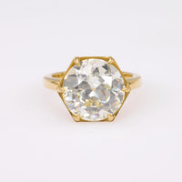 Vintage GIA 6.63 Carat Circular Cut 18K Yellow Gold Ring