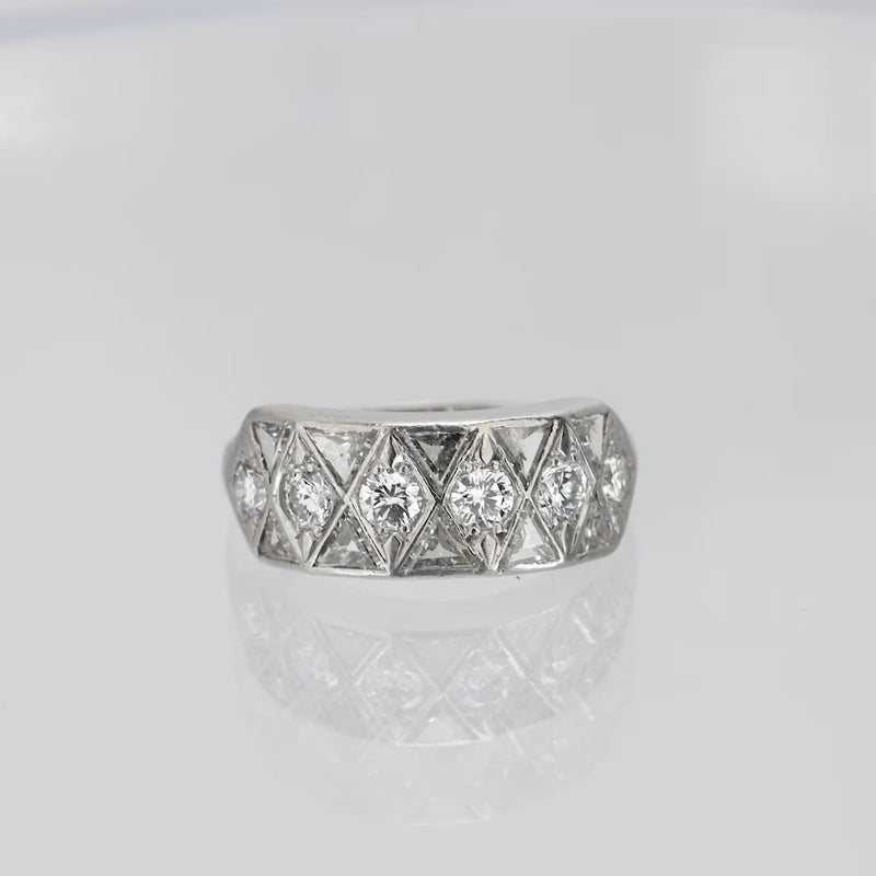 Mid Century 1.80 carat diamond platinum band