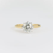 GIA 1.73 carat round brilliant cut diamond 18k yellow gold engagement ring