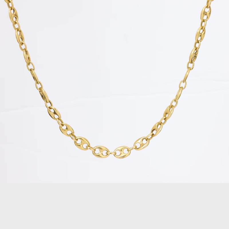 Vintage 18k yellow gold mariners chain necklace