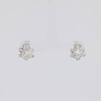 Antique Style Diamond Platinum Flower Earrings