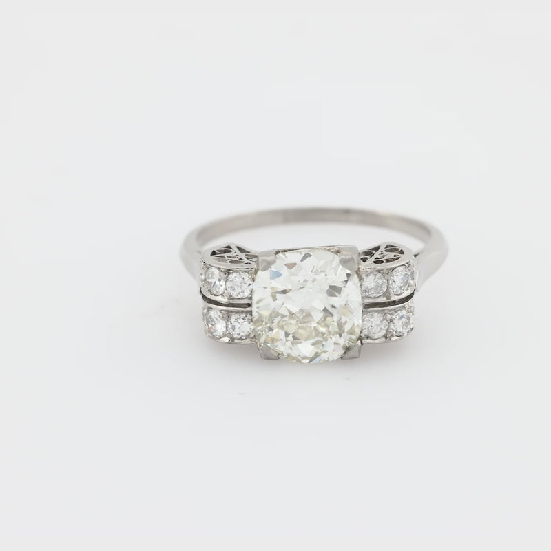 Art Deco GIA 2.37 carat diamond platinum engagement ring