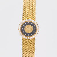 Vintage Piaget Diamond Onyx 18K Yellow Gold Watch