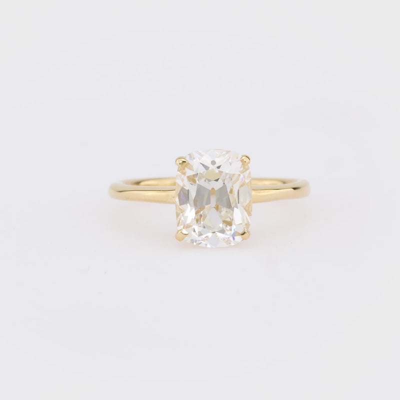 GIA 2.02 carat cushion cut diamond 14k yellow gold solitaire ring