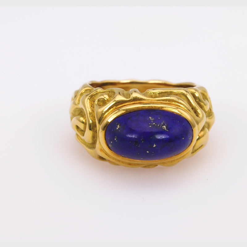 Vintage Elizabeth Gage  Lapis Lazuli 18K Yellow Gold Ring