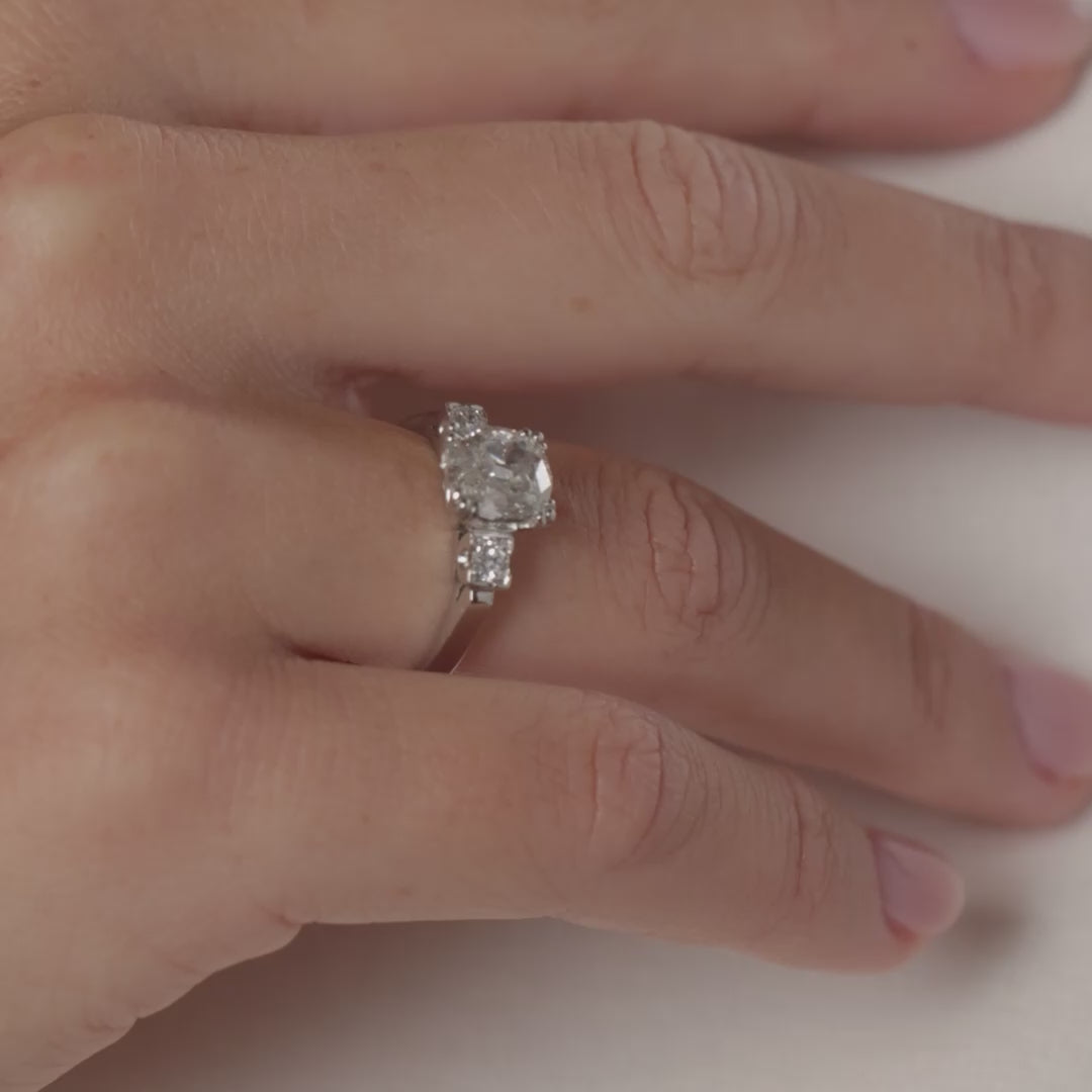 Art Deco GIA 2.01 carat old mine cut diamond platinum engagement ring