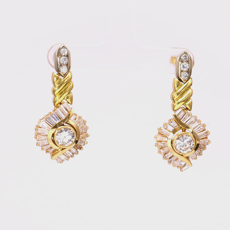 5.10 Carat Diamond 18k Yellow Gold Earrings