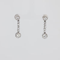 Mid Century 2 carat total weight diamond platinum earrings