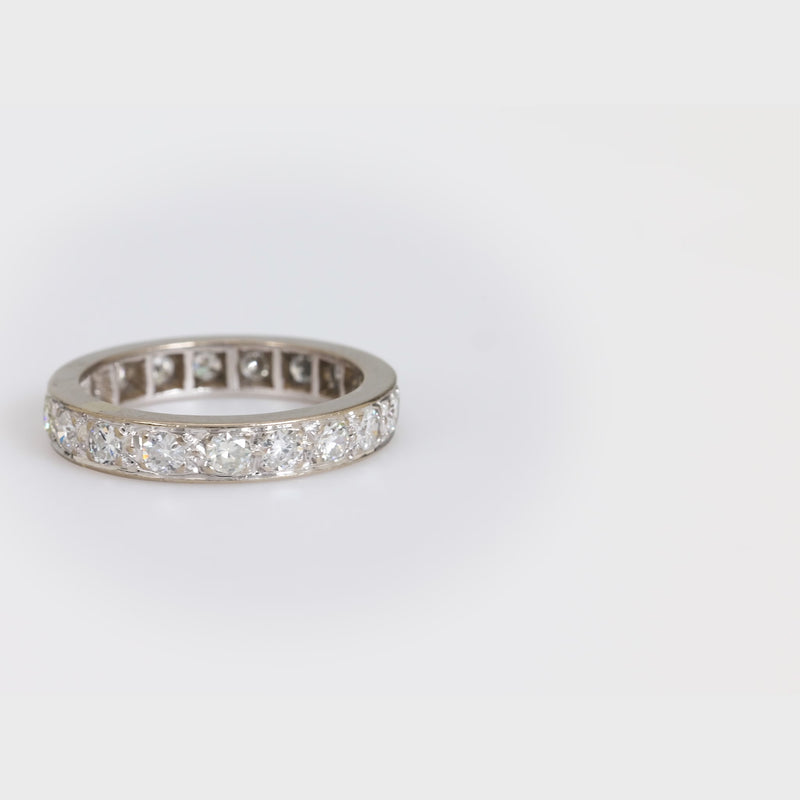 Vintage French 18k white gold diamond eternity band