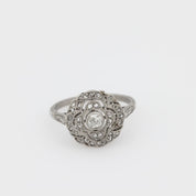 Art Deco diamond platinum circular filigree ring