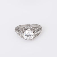 Art Deco GIA 1.37 carat old European cut diamond platinum engagement ring