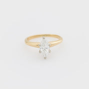 Vintage GIA .76 carat marquise cut diamond 14k yellow gold engagement ring