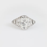 Art Deco GIA 1.01 carat cushion cut diamond platinum ring