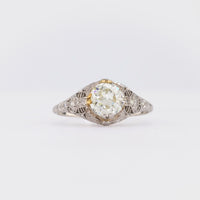 Art Deco Diamond Platinum Engagement Filigree Ring