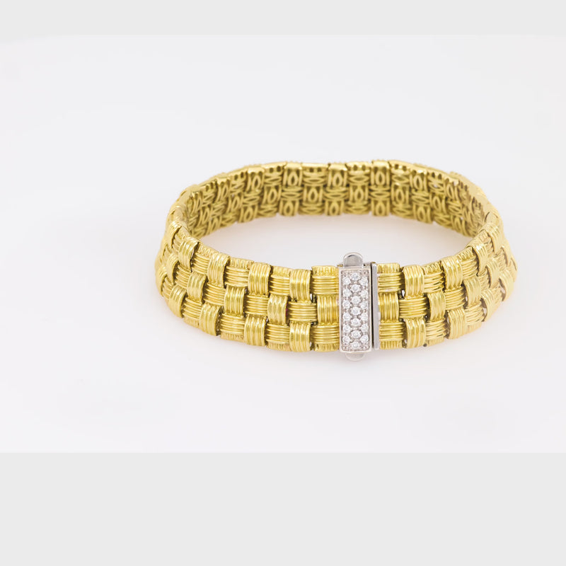 Roberto Coin diamond 18k yellow and white gold apassionata three row bracelet