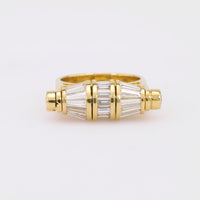 Trendy 4 carat total weight diamond 18k yellow gold spinner ring