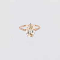 GIA 3.03 carat pear shape diamond 18k rose gold solitaire ring