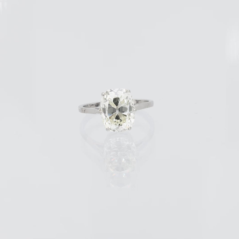 GIA 3.18 carat old mine cut diamond platinum engagement ring