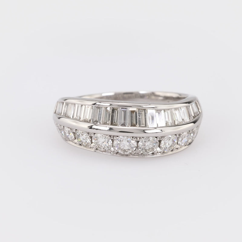 Modern 1.5 Carat Diamond Platinum Two Row Band