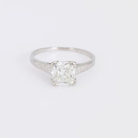 Art Deco GIA 1.51 carat cushion cut platinum solitaire engagement ring