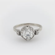 Art Deco GIA 1.41 carat diamond platinum 18k white gold engagement ring