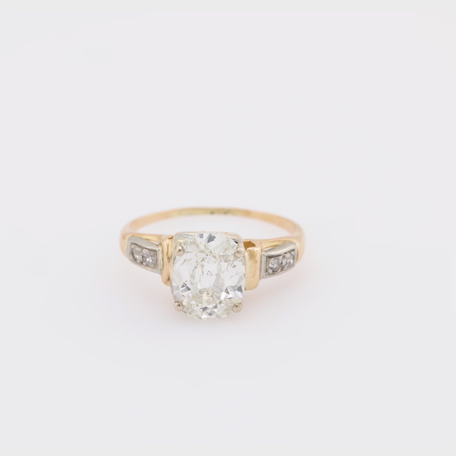 Retro GIA 1.58 carat diamond 14k yellow gold engagement ring