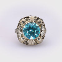 Edwardian 5.15 Carat Blue Zircon White Gold Ring