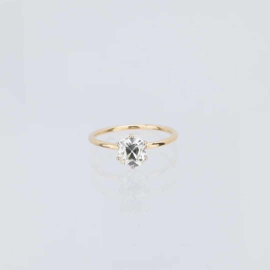Victorian GIA 1.02 carat diamond 14k yellow gold solitaire ring