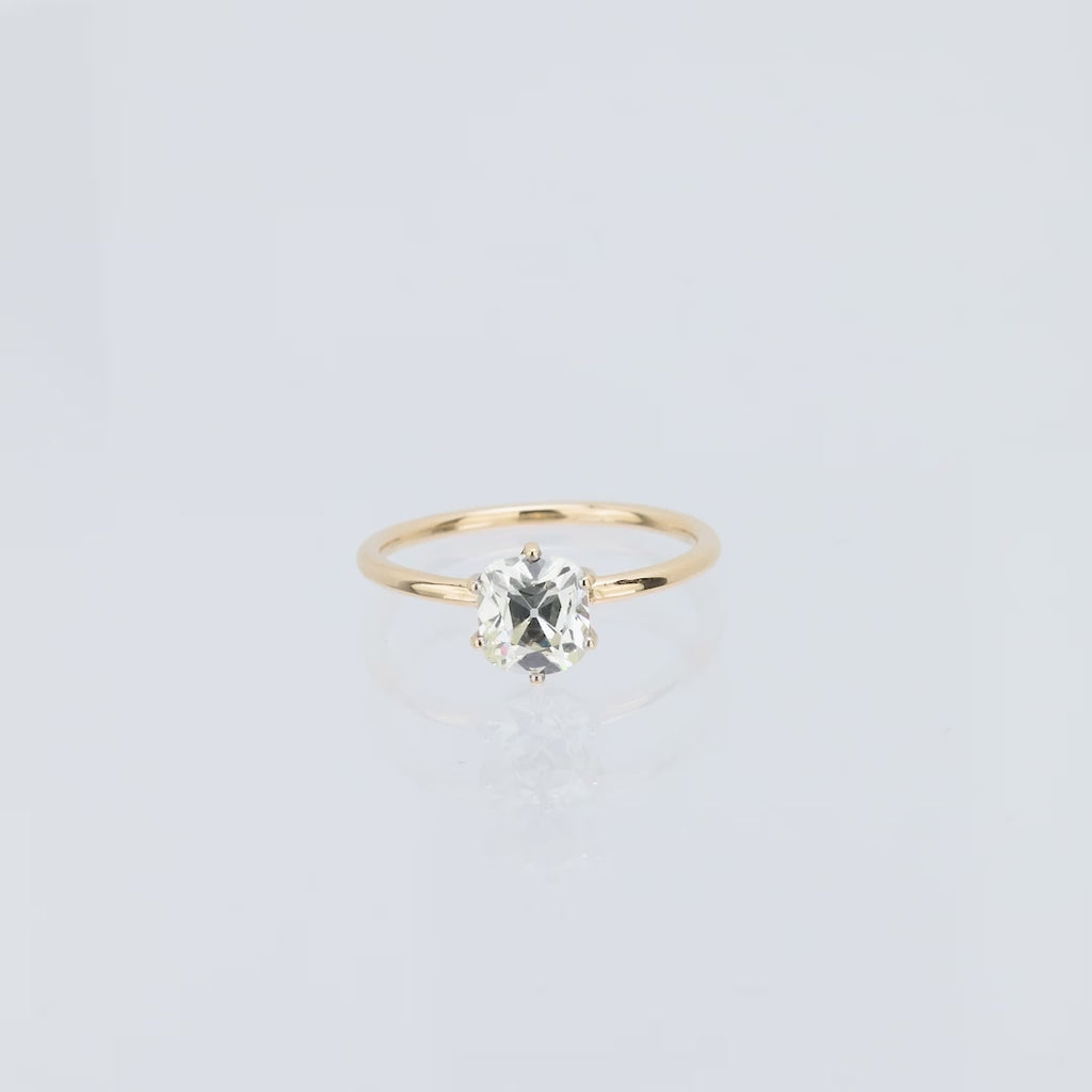 Victorian GIA 1.02 carat diamond 14k yellow gold solitaire ring