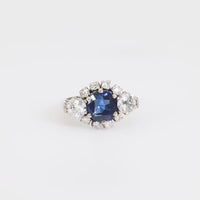 AGL 2.88 carat no heat sapphire diamond 14k white gold ring