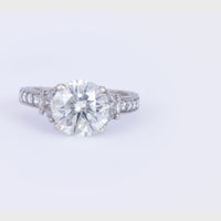 Vintage GIA 3.56 carat diamond platinum engagement ring