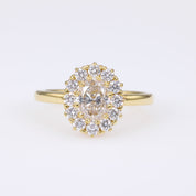 Vintage Inspired Diamond 18K Yellow Gold Cluster Ring