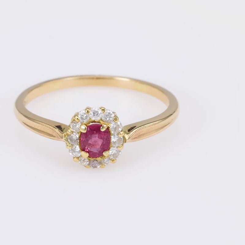 Ruby and Diamond Halo Ring