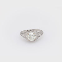 Art Deco GIA 1.62 carat diamond platinum engagement ring