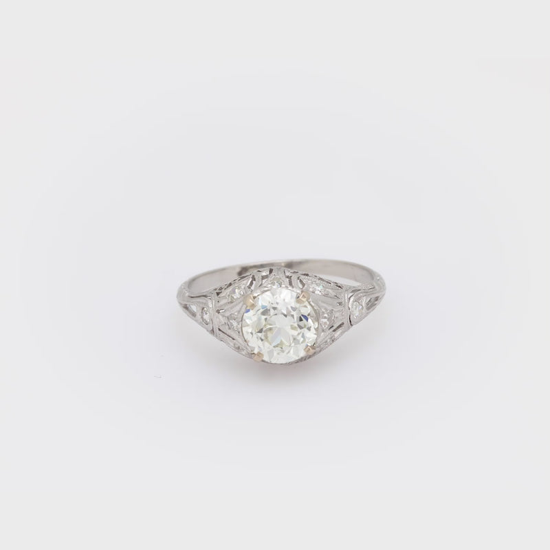 Art Deco GIA 1.62 carat diamond platinum engagement ring