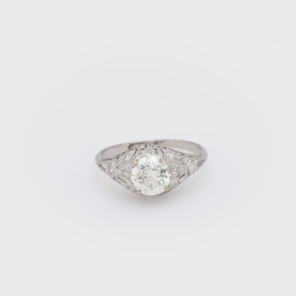 Art Deco GIA 1.62 carat diamond platinum engagement ring