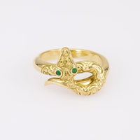 Victorian-Inspired Emerald Eyes Snake Ring