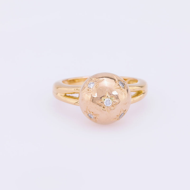 Retro French Diamond 18K Rose Gold Constellation Ring