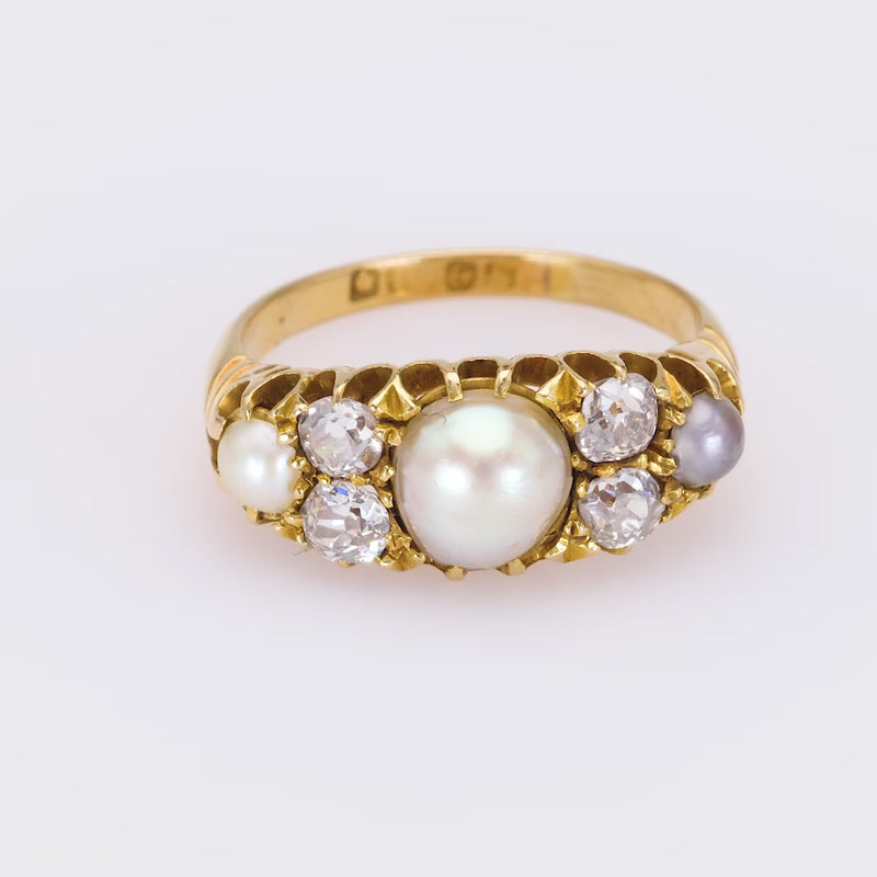 Edwardian Pearl Diamond Yellow Gold Ring