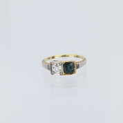 Art Deco Austrian diamond sapphire 14k yellow gold Toi Et Moi ring