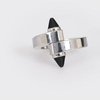 Cartier onyx 18k white gold menotte bypass ring