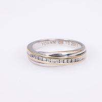 Modern Diamond 18K White Gold Two Tone Half Eternity Band