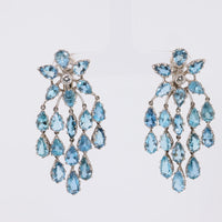 Mid Century inspired 14 carat aquamarine diamond chandelier earrings