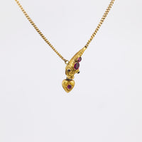 Fabulous antique garnet 14k yellow gold snake necklace