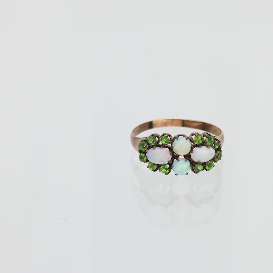 Victorian opal demantoid 10k rose gold ring