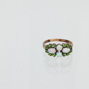 Victorian opal demantoid 10k rose gold ring